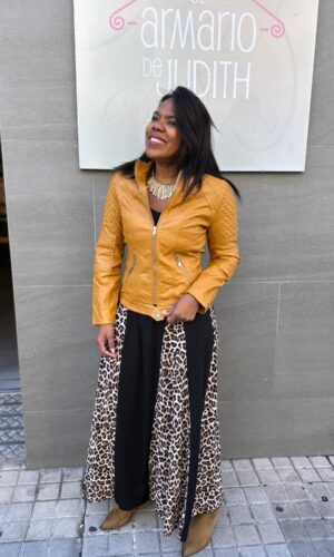 Cazadora polipiel mostaza