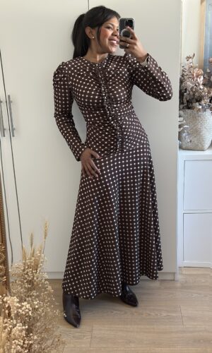 Vestido topos marrón